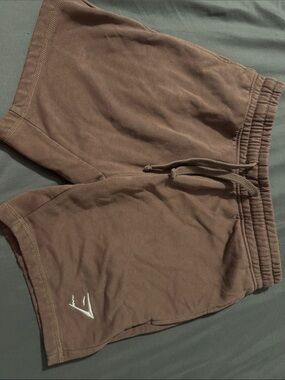 Men's gymshark Brown Cotton Drawstring Shorts